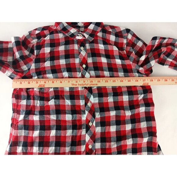 Talbots Button Up Shirt Women’s Size  Mp Red Black White Buffalo Check w/Silver - Picture 4 of 10